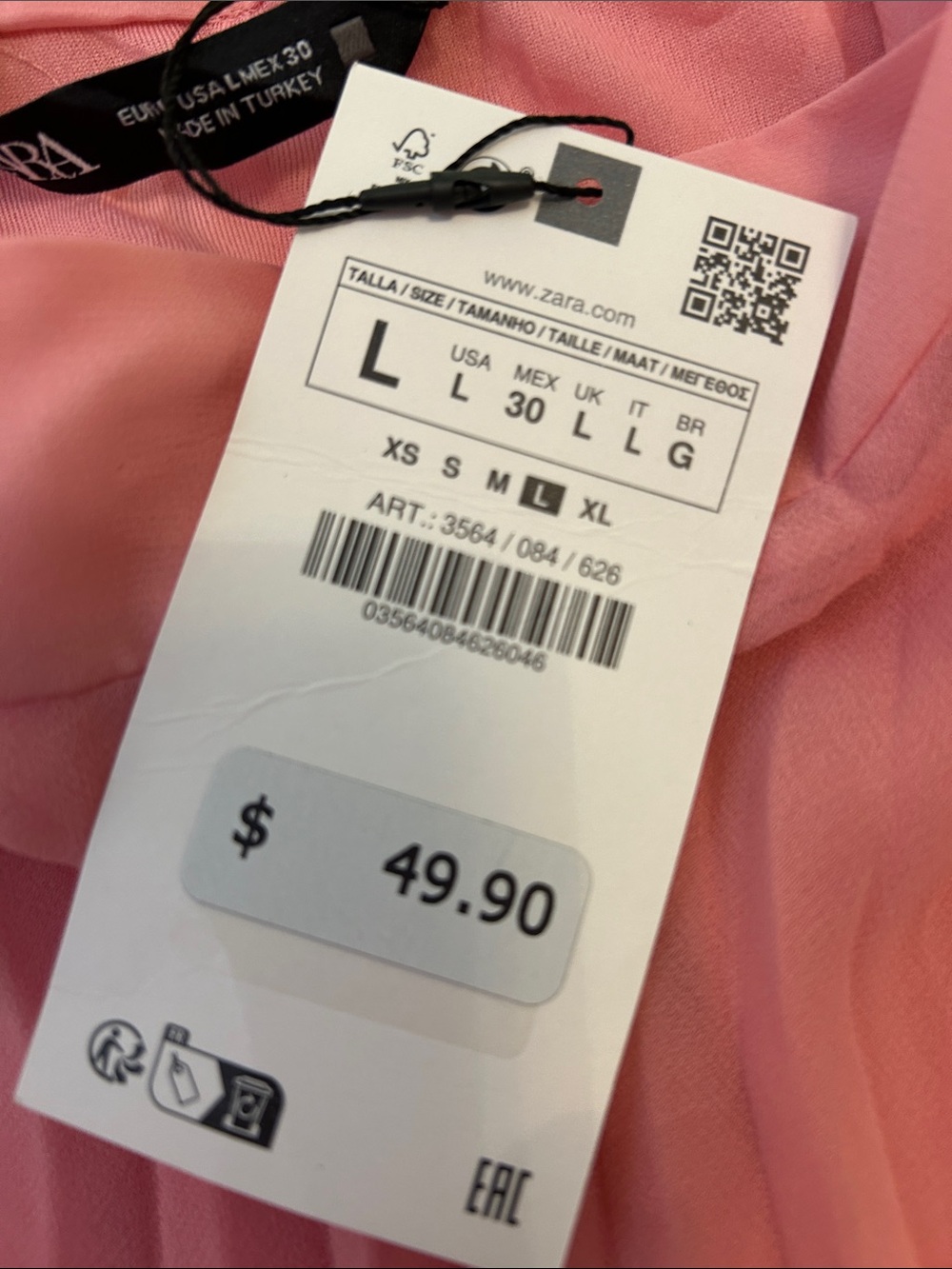 Zara Coral-Pink Pleated Midi Skirt - Picture 3 of 3